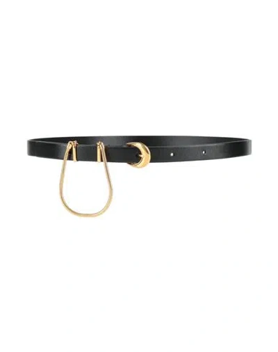 Jil Sander Woman Belt Black Size 32 Cow Leather, Brass