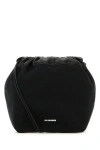 Jil Sander Black Canvas Small Dumpling Bucket Bag In Black