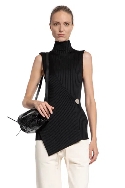 Jil Sander Asymmetric Sleeveless Rib Sweater In Black
