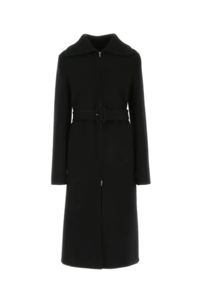 Jil Sander Wool And Angora Coat In Black