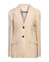 Jil Sander Woman Blazer Beige Size 4 Polyamide, Silk In Beige