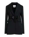 Jil Sander Woman Blazer Black Size 6 Virgin Wool, Acetate In Black