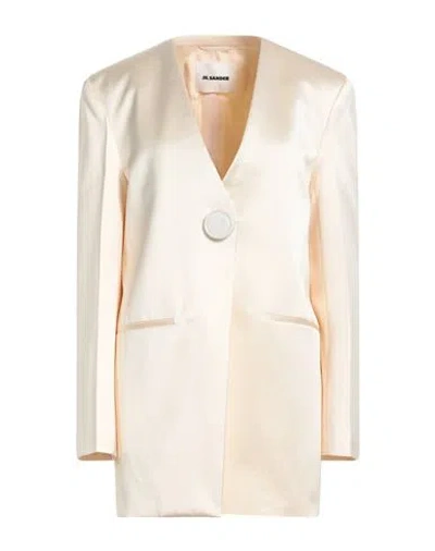 Jil Sander Woman Blazer Ivory Size 8 Cotton In White