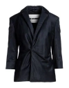 Jil Sander Woman Blazer Midnight Blue Size 8 Viscose, Linen, Cotton In Blue