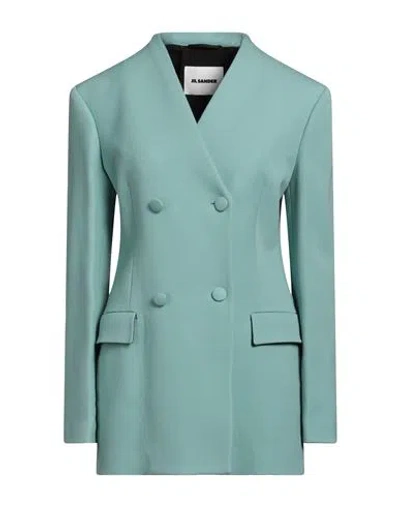 Jil Sander Woman Blazer Sage Green Size 4 Polyamide, Virgin Wool