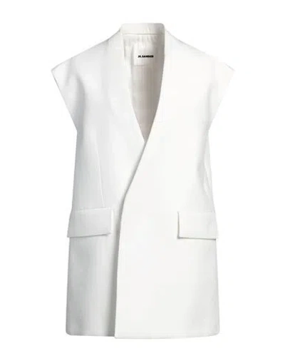 Jil Sander Woman Blazer White Size 6 Cotton, Elastane