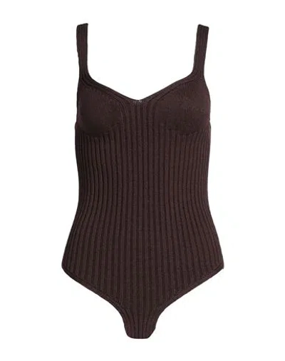 Jil Sander Woman Bodysuit Cocoa Size 4 Cotton, Polyamide In Brown
