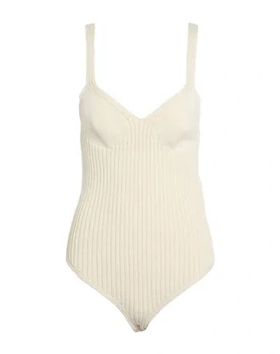 Jil Sander Woman Bodysuit White Size 6 Cotton, Polyamide