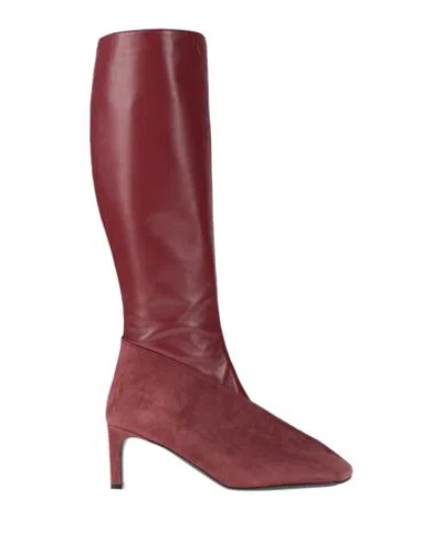 Jil Sander Woman Boot Burgundy Size 6 Leather