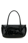 Jil Sander 'knot Small' Black Shoulder Bag With Laminated Logo In Multicolor