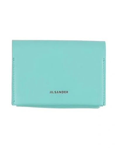 Jil Sander Woman Cardholder Turquoise Size - Leather In Blue