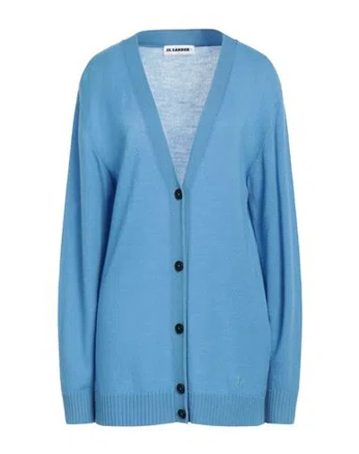 Jil Sander Woman Cardigan Azure Size 6 Wool In Blue