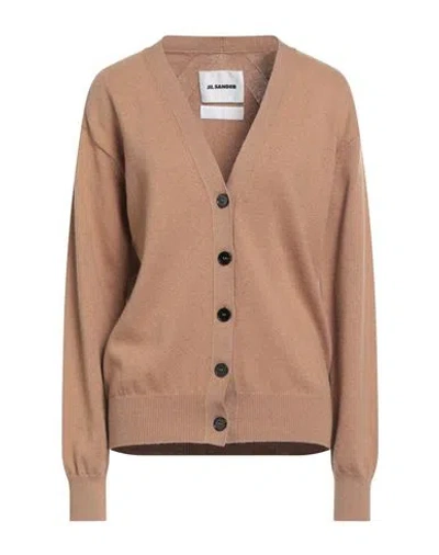 Jil Sander Woman Cardigan Brown Size 2 Cotton, Cashmere