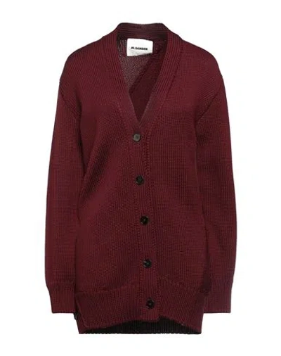 Jil Sander Woman Cardigan Burgundy Size 4 Wool In Red