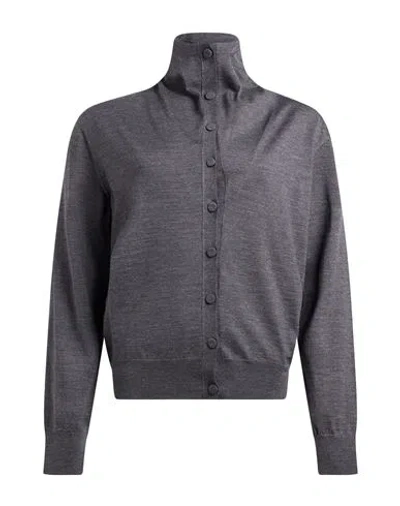 Jil Sander Woman Cardigan Charcoal Size 6 Wool In Gray