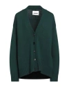 Jil Sander Woman Cardigan Dark Green Size 6 Cashmere, Cotton, Polyester