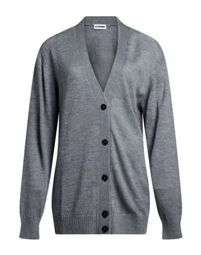 Jil Sander Woman Cardigan Grey Size 6 Wool In Multi