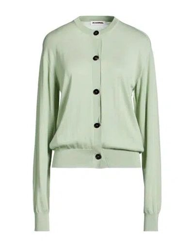 Jil Sander Woman Cardigan Light Green Size 8 Cashmere, Virgin Wool, Silk