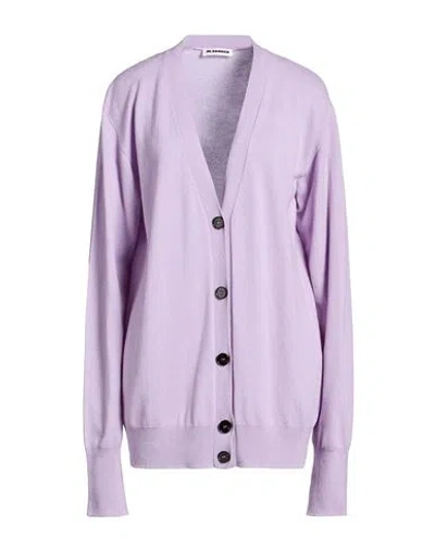 Jil Sander Woman Cardigan Lilac Size 8 Cashmere In Purple