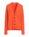 Jil Sander Woman Cardigan Orange Size 4 Wool