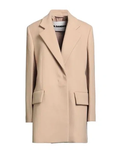 Jil Sander Woman Coat Beige Size 6 Wool In Neutral
