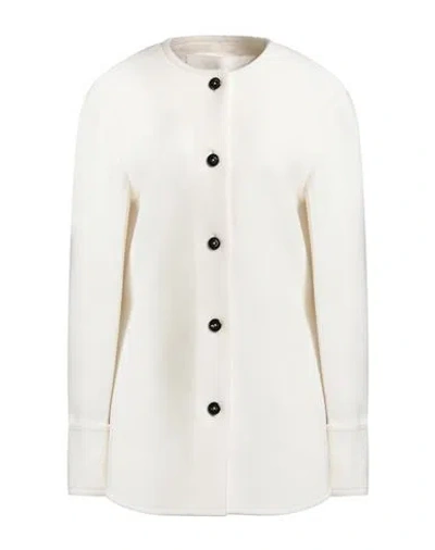 Jil Sander Woman Coat Cream Size 6 Virgin Wool In White