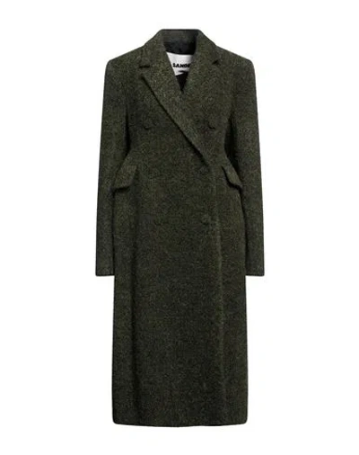 Jil Sander Woman Coat Green Size 6 Virgin Wool, Mohair Wool, Alpaca Wool, Polyamide