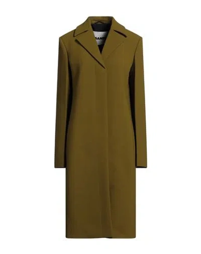 Jil Sander Woman Coat Khaki Size 6 Virgin Wool In Beige