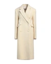 Jil Sander Woman Coat Pastel Yellow Size 10 Virgin Wool, Mohair Wool, Alpaca Wool, Polyamide In Yellow