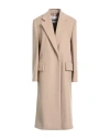 Jil Sander Woman Coat Sand Size 6 Wool In Neutral