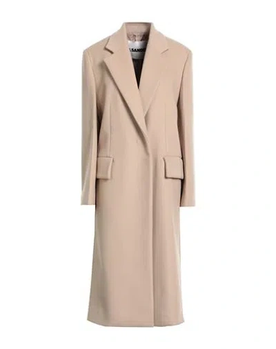 Jil Sander Woman Coat Sand Size 6 Wool In Neutral
