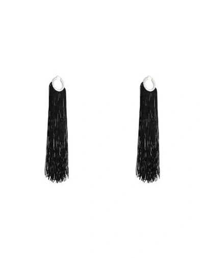 Jil Sander Woman Earrings Black Size - Ecobrass, Viscose