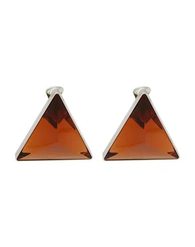 Jil Sander Woman Earrings Rust Size - Metal In Red