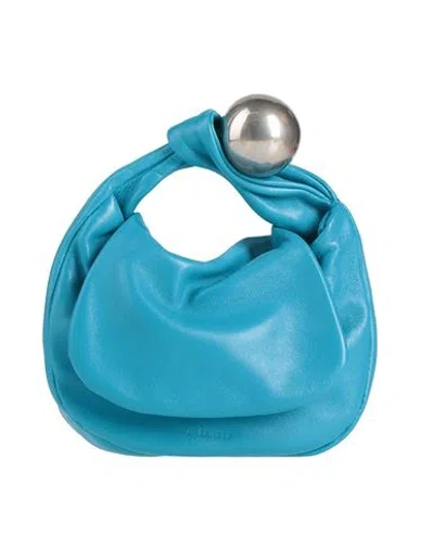 Jil Sander Woman Handbag Azure Size - Cow Leather In Blue