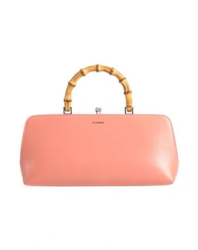 Jil Sander Woman Handbag Salmon Pink Size - Leather, Bamboo
