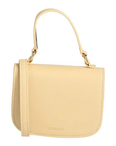 Jil Sander Logo-plaque Clutch With Handle In Beis