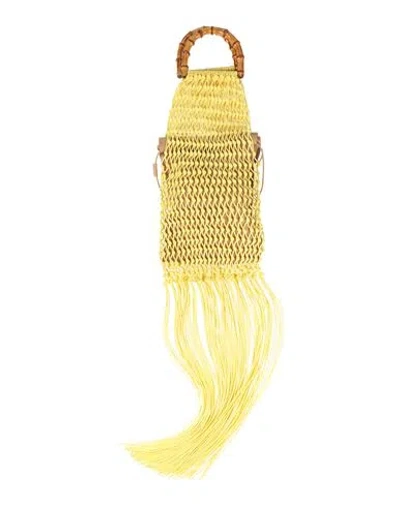 Jil Sander Woman Handbag Yellow Size - Cotton, Bamboo, Leather