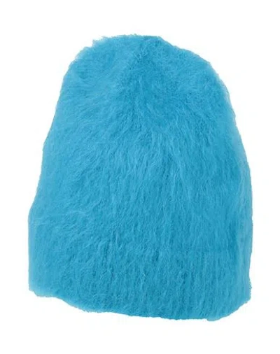 Jil Sander Woman Hat Azure Size Onesize Mohair Wool, Polyamide In Blue