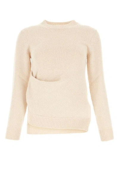 JIL SANDER JIL SANDER WOMEN IVORY COTTON BLEND SWEATER