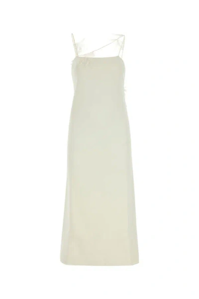 JIL SANDER JIL SANDER WOMEN IVORY VISCOSE BLEND DRESS