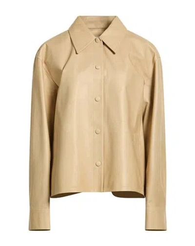 Jil Sander Woman Jacket Beige Size 8 Calfskin In Brown