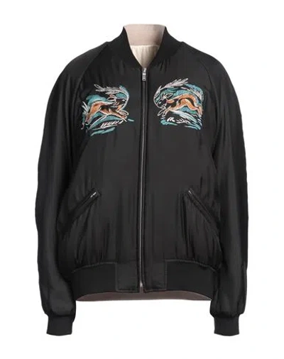 Jil Sander Woman Jacket Black Size 6 Silk, Polyester