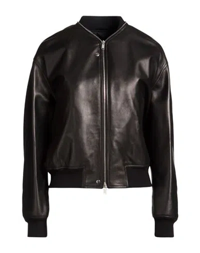 Jil Sander Woman Jacket Black Size 8 Ovine Leather