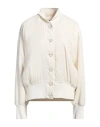 Jil Sander Woman Jacket Off White Size 6 Viscose, Polyamide, Polyurethane, Polyester In Off White