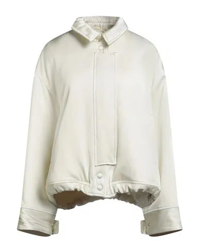 Jil Sander Woman Jacket Off White Size 6 Viscose, Silk In Neutral