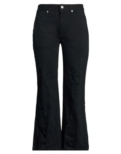 Jil Sander Woman Jeans Black Size 28 Cotton, Cow Leather