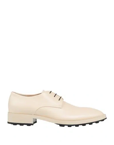 Jil Sander Woman Lace-up Shoes Cream Size 8 Leather In Neutral