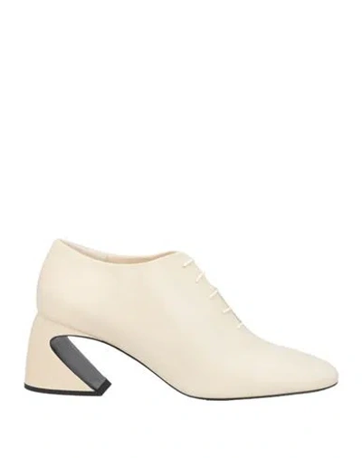 Jil Sander Woman Lace-up Shoes Ivory Size 8 Leather In White