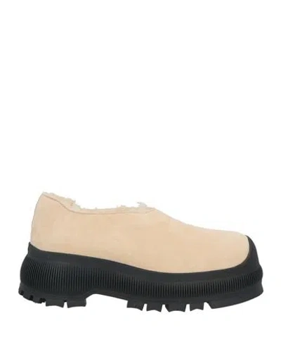 Jil Sander Woman Loafers Beige Size 8 Leather