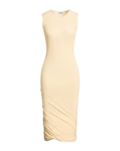 Jil Sander Woman Maxi Dress Beige Size 6 Cotton In Nude